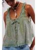 2025 Summer French V-neck Lace Trim Sleeveless Camisole Top