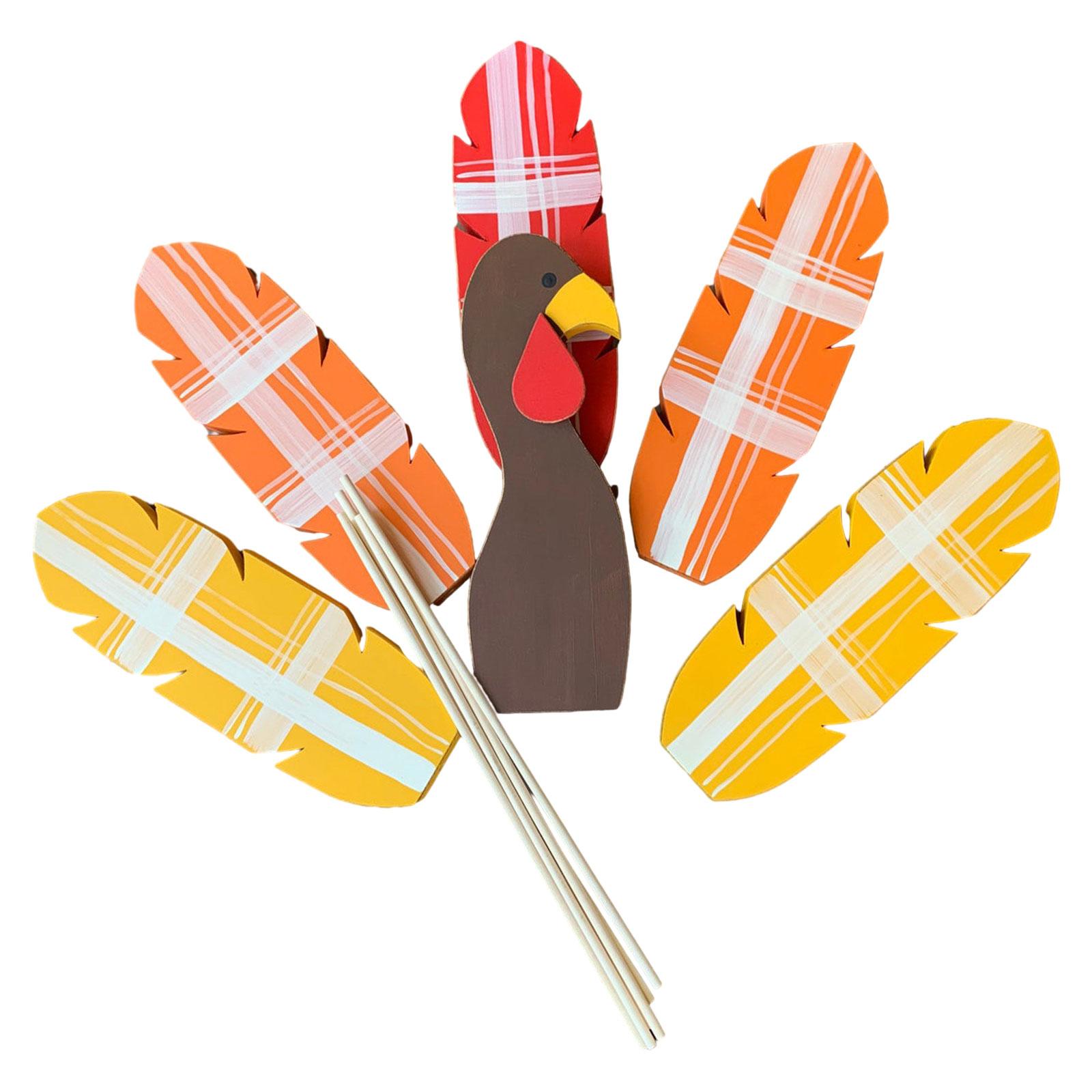 

Красочная индейка на День благодарения, декоративная вставка для цветочного горшка, выделяющаяся реалистично выглядящая голова индейки и яркие перья