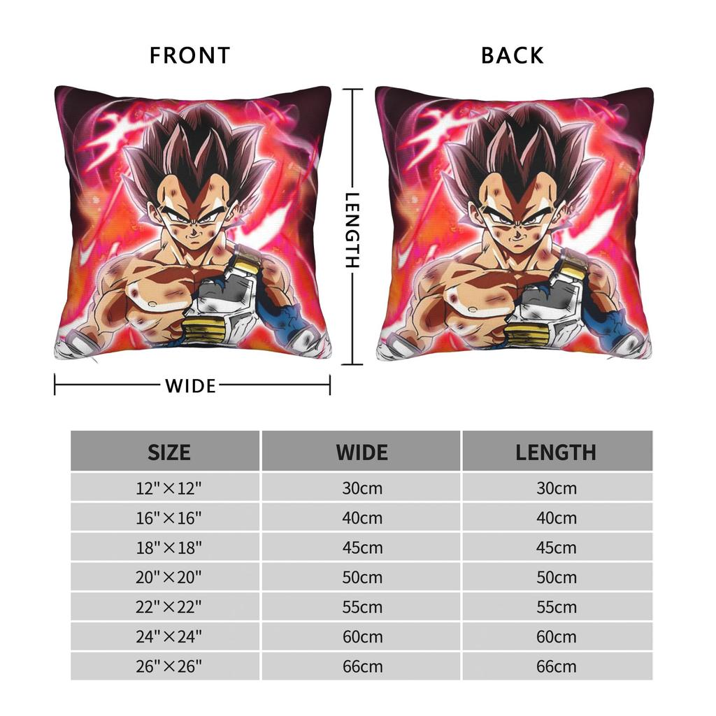 Dbz Vegeta Square Pillow Case Dbz Cushion Covers Vintage Zipper Decor Pillowcover For Home 40*40Cm