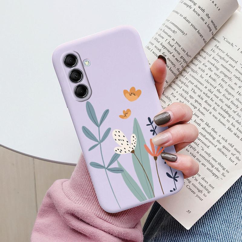 Coque Funda Pour Samsung Galaxy M14 M34 M54 5G Housse Fleur Colorée Cœur Dessin Animé Souple TPU Coque Pour Samsung M 14 Léopard Capa