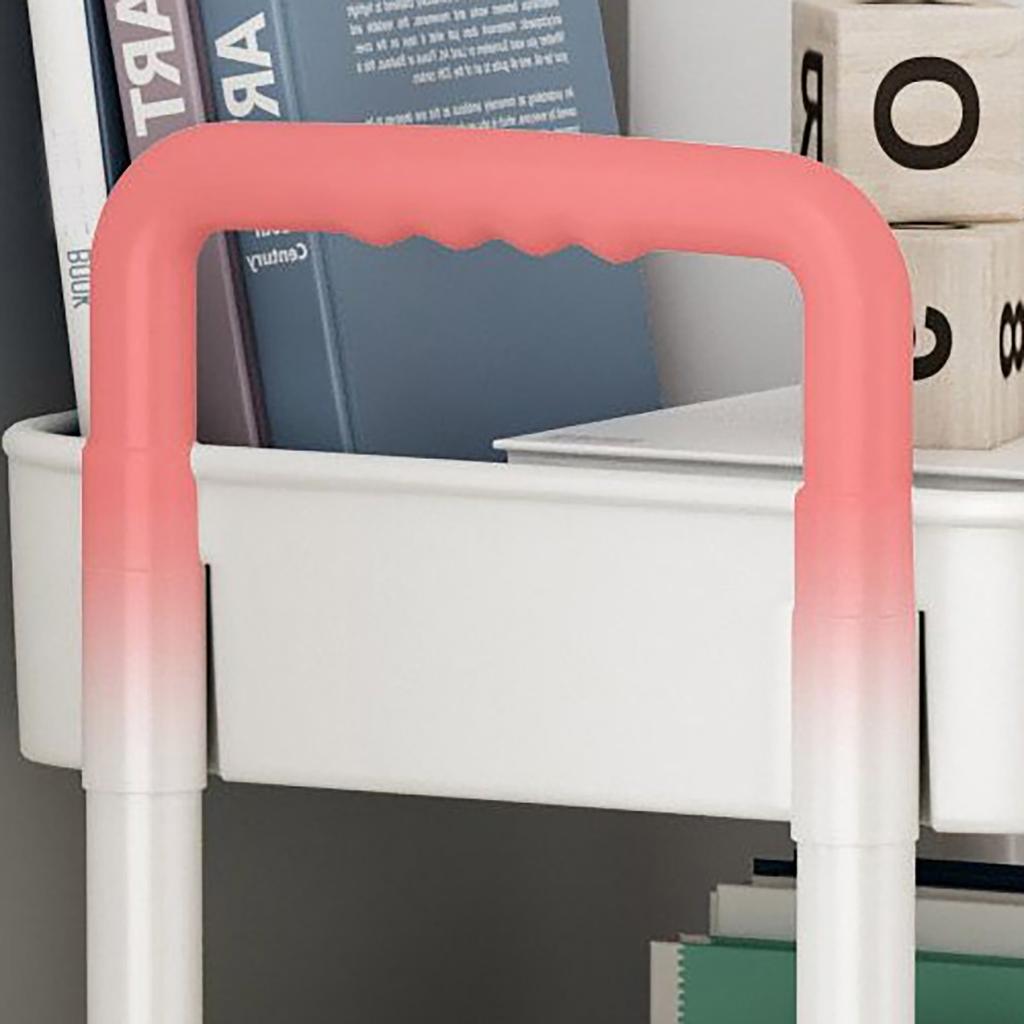 Plastic Rolling Cart 2 Layers White with Hook Stable Mobile Utility Cart for Living Room Bedroom