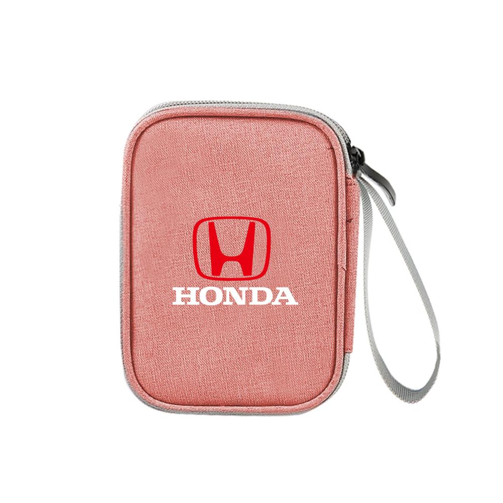 Car Travel Organizer Portable Key Case Earphone Storage Bags For Honda Mugen Typer ACCORD Airwave Avancier Civic FK8 FIT GK5 CRV RF6