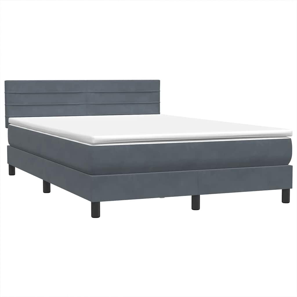 Box Spring Bed with Mattress Dark Gray 160x210 cm Velvet