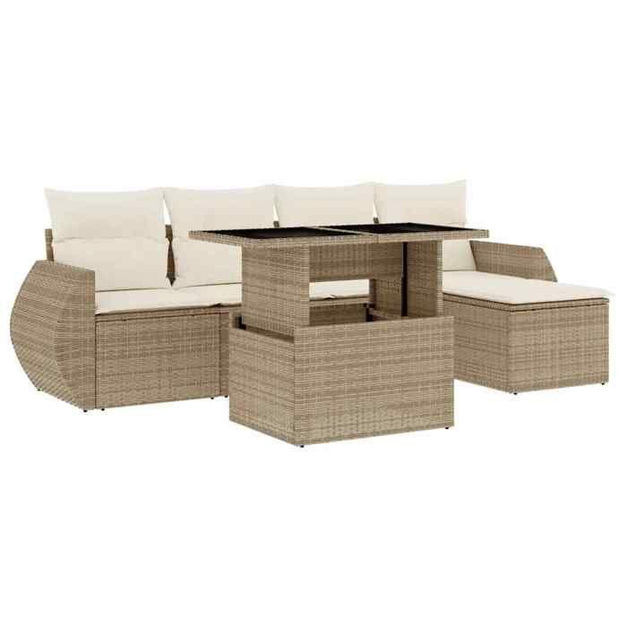 VidaXL Salon de jardin avec coussins 6 pcs beige résine tressée 3268498