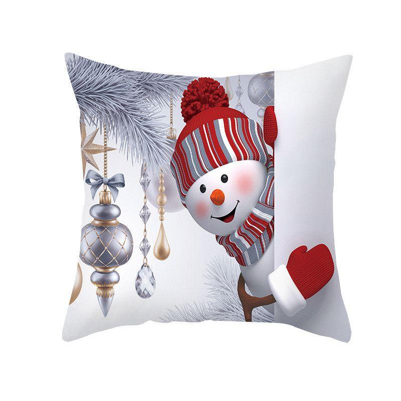 

18 christmas Cushion Cover Snowman Santa Claus Cute Xmas Sofa Decor Pillow Case Leaves