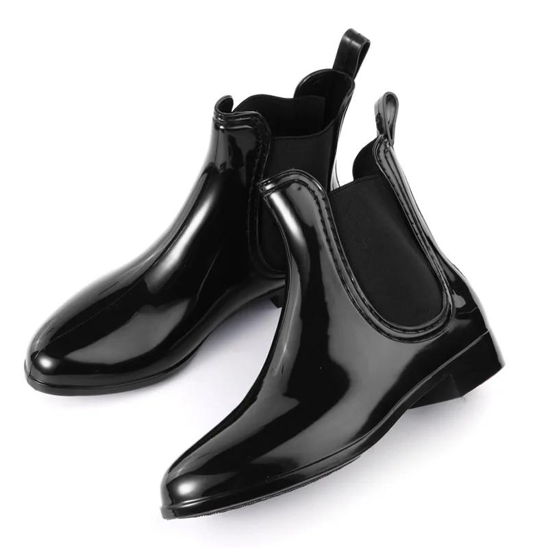 Women's Chelsea Rain Shoes Fashion Waterproof Garden Shoes Comfortable Anti-slip Rubber Sole Rain Boots For Ladies