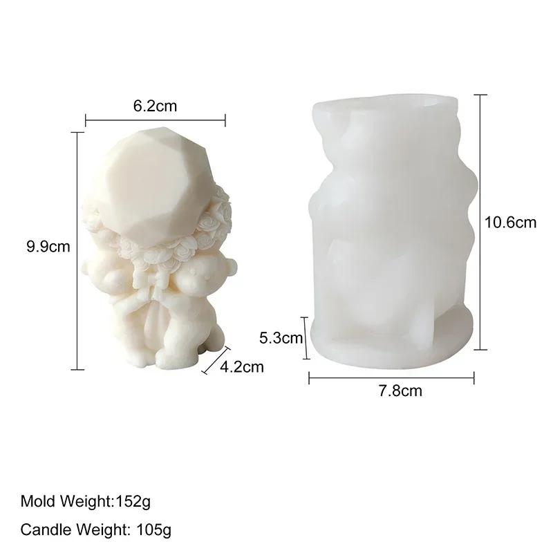 

Форма для сердца в виде медведя из розы, букета цветов, день святого валентина, форма для самостоятельной сборки, силиконовая форма для свечей в форме сердца