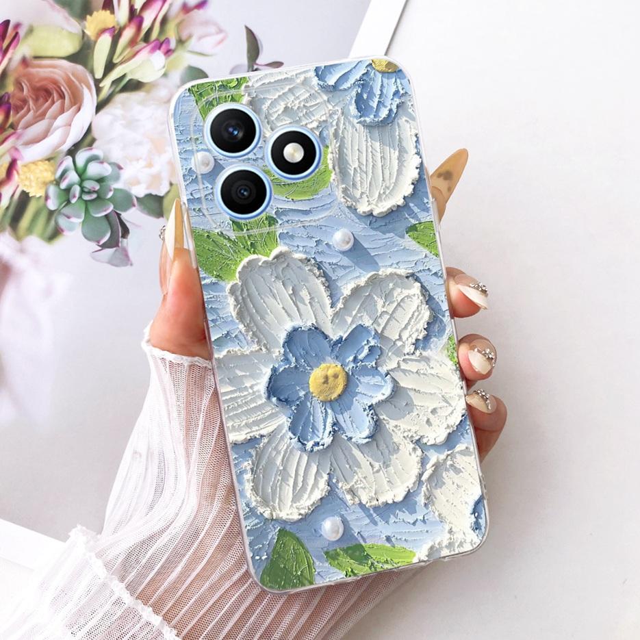 For Honor X8d 4G Case Cute Love Heart Painted Cover Soft Silicone Slim Phone Case For Honor X8d X 8d HonorX8d 4G Back Cover Bags