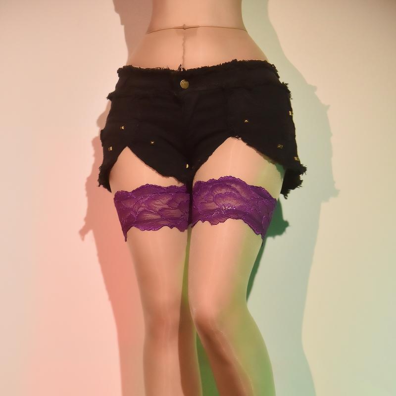 Sexy Women High Waist Oil Glossy Shiny Sockings Thin Sheer See Through Tights Fake Two-Piece Set Maid Shaping Pantyhose