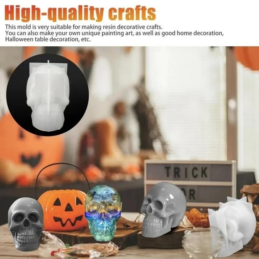 Neu 1 Stk. DIY Silikon Gießform 3D Totenkopf Halloween Epoxid Gießform Werkzeug Silikonformen für Resin