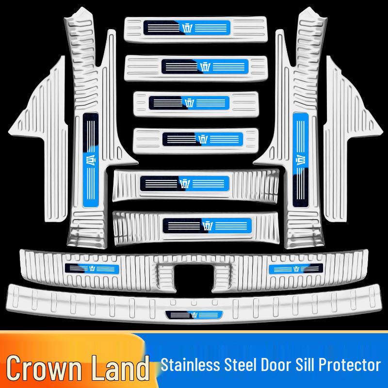 Toyota Crown Lu Fang Door Sill Strips & Trunk Protector Stainless Steel Modification Kit