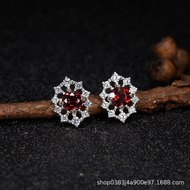 Premium Cooling S925 Sterling Silver Plated 18K Gold Natural Colored Treasure Stud Earrings, Wind Niche Jewelry Does Not Fade