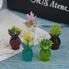 High Quality 5pcs Dollhouse Miniatures 1:12 Colorful Mini Ceramic Pot DIY Handmade Doll House Kitchen Ceramic Decora vase+flower