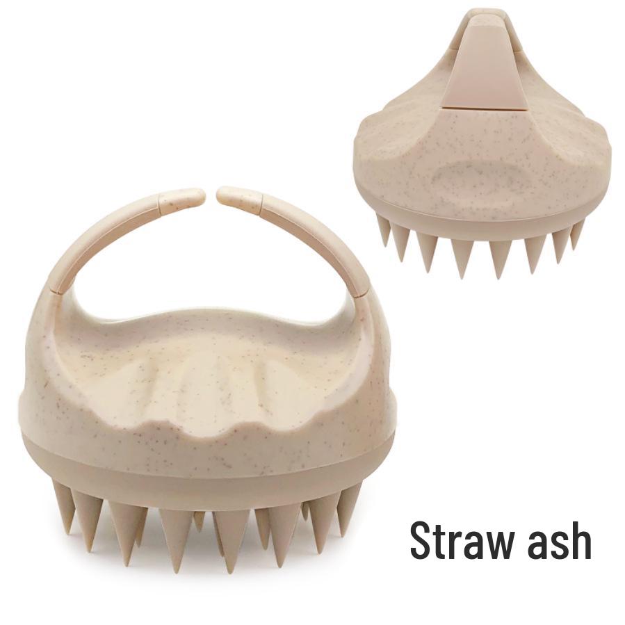Silicone Shampoo Brush & Scalp Massager with Wheat Straw Handle
