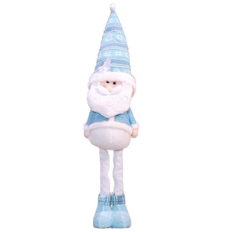 Christmas Retractable Doll Ornaments Christmas Blue Standing Position Retractable Doll Ornament Old Man Snowman Long Legs Doll