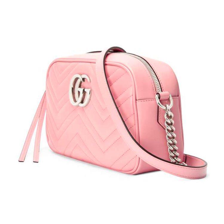 Gucci GG Marmont Silver Logo Chain Quilted Leather Camera Bag Women Shoulder Bag 447632-DTD1Y-5815