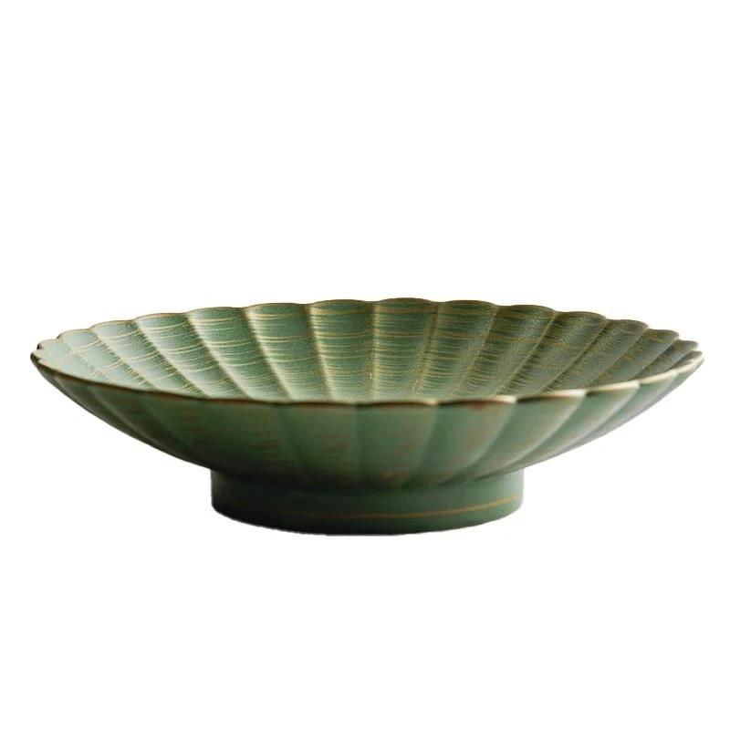 Solid Color Pattern Ceramic Plate Living Room Decoration Fruit Dinner Steak Dessert Home Kitchen Tableware