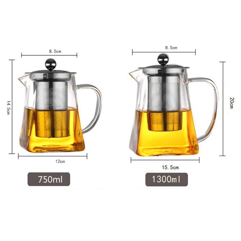 Glass Teapot High Temperature Resistant Thickened Stainless Steel Filter Anti-Scalding Teapot Household Teapot Kung Fu Tea Set