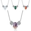 Natural Elegant Crystal Necklace For Women With Geometric Design And Titanium Steel Charm