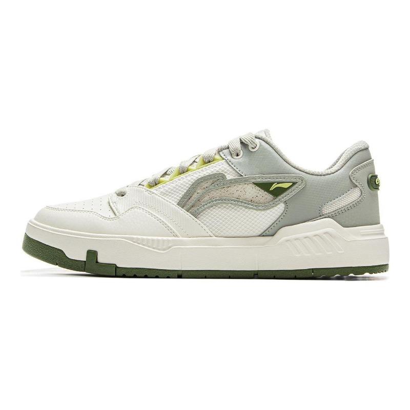 Li-Ning Common 80s Comfortable Soft Bounce Classic Slip Resistant Wear-resistant Low Top Skate Shoes For Men White Green AGCV051-3 43.5