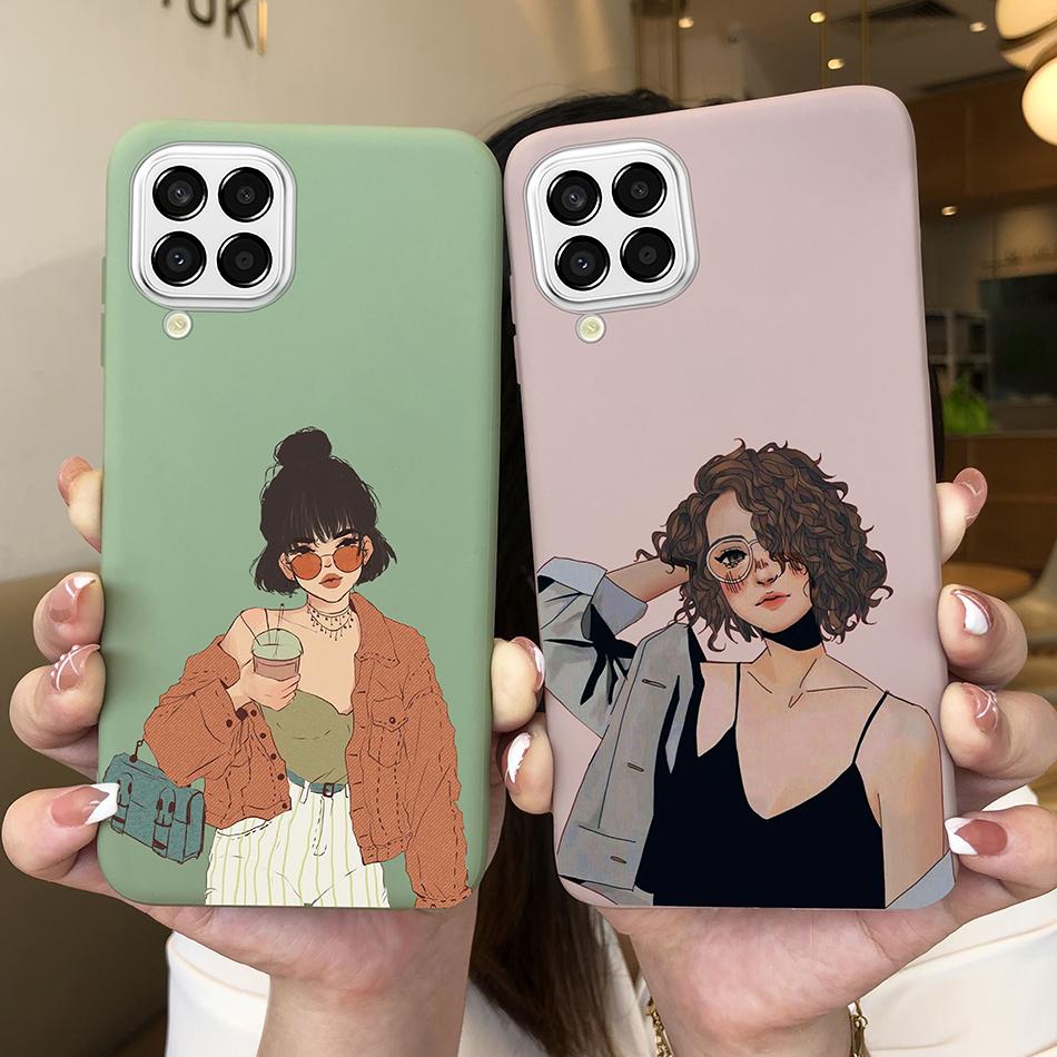 For Samsung Galaxy M33 5G Case Heart Cartoon Silicone Matte Shockproof Phone Cover For SamsungM33 GalaxyM33 M 33 Funda Shell TPU