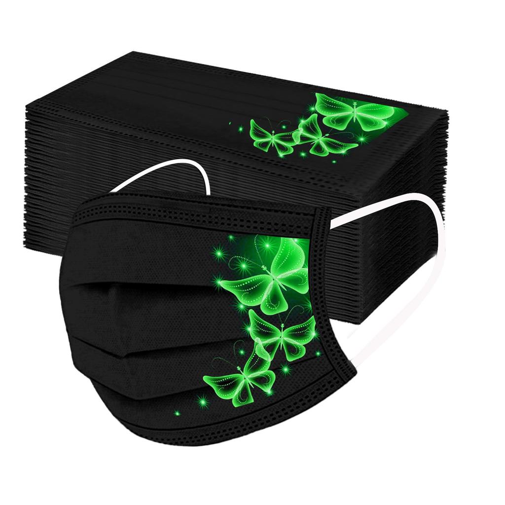 50 szt. Maska dla dorosłych z nadrukiem motyla Jednorazowa ochronna na twarz