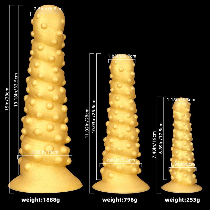 Golden Silicone Giant Suction Cup Large Anal Plug Oversized Threaded Rear Anal Plug Octopus Pull Bead Anal Expander