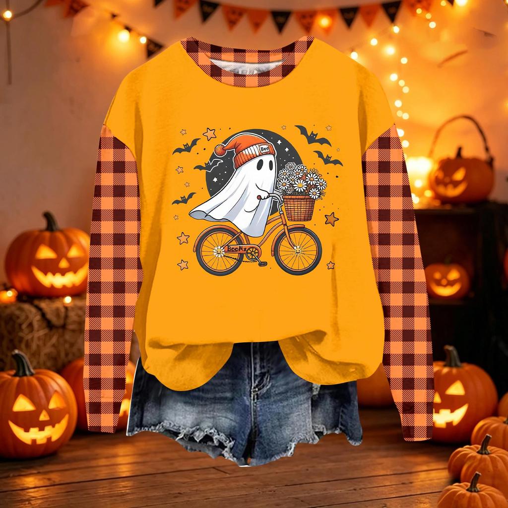 Women's Casual Long Sleeve Loose Fit Halloween Printed Sweatshirt