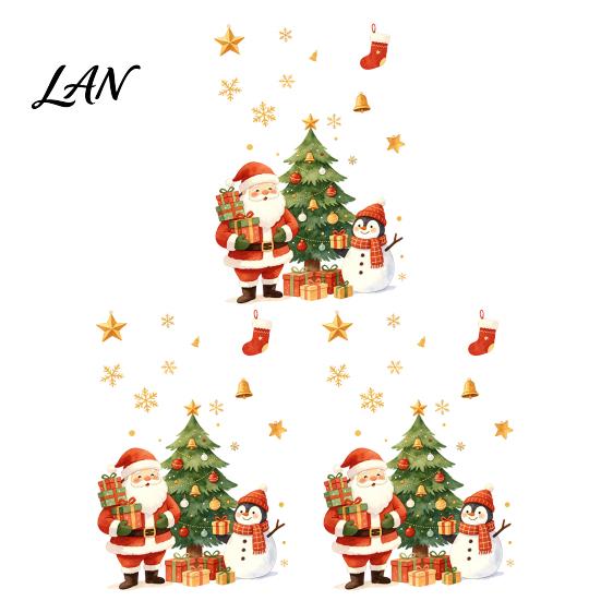 Colorful Holiday Window Art Cartoon Christmas Sticker, Removable Santa Snowman Tree Decal, Waterproof Flexible DIY Stickers Static Cling PVC