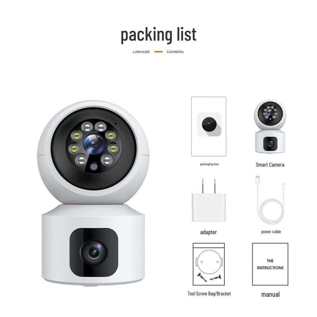 5G Wireless Dual-Lens Smart Surveillance Camera with Panoramic Rotation, Night Vision, and WiFi HD Monitoring