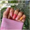 Colorful Striped Water Drop Fake Nail Tips for European & American Hot Girl Style