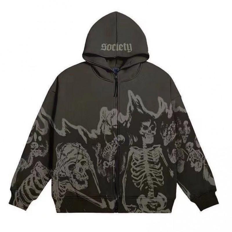 26 American Punk Gothic Skull 3D Print Cropped Hoodie Loose Fit Women