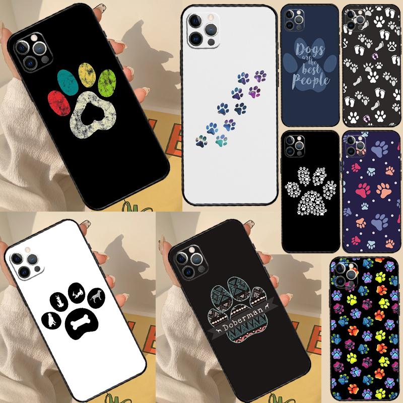 Dog foot Paw Colorful Pattern Case For iPhone 11 12 13 14 15 16 Pro Max Cover For iPhone 13 12 Mini XR X XS Max Plus