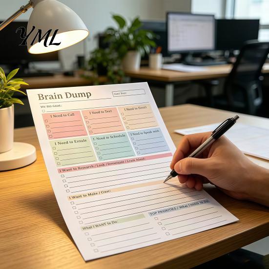 Professional Note Taking A5 Brain Dump Planner, Tear-off Daily Task Pad with 50 Notebook Sheets, Thickened Paper Notepad for Organizing Thoughts