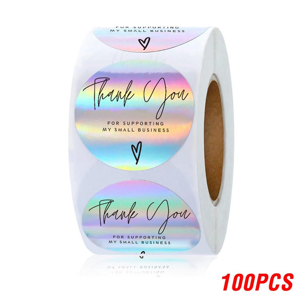 100-500Pcs High-Quality Rainbow High-Quality Laser High-Quality Thank High-Quality You High-Quality Stickers 1Inch High-Quality Small High-Quality