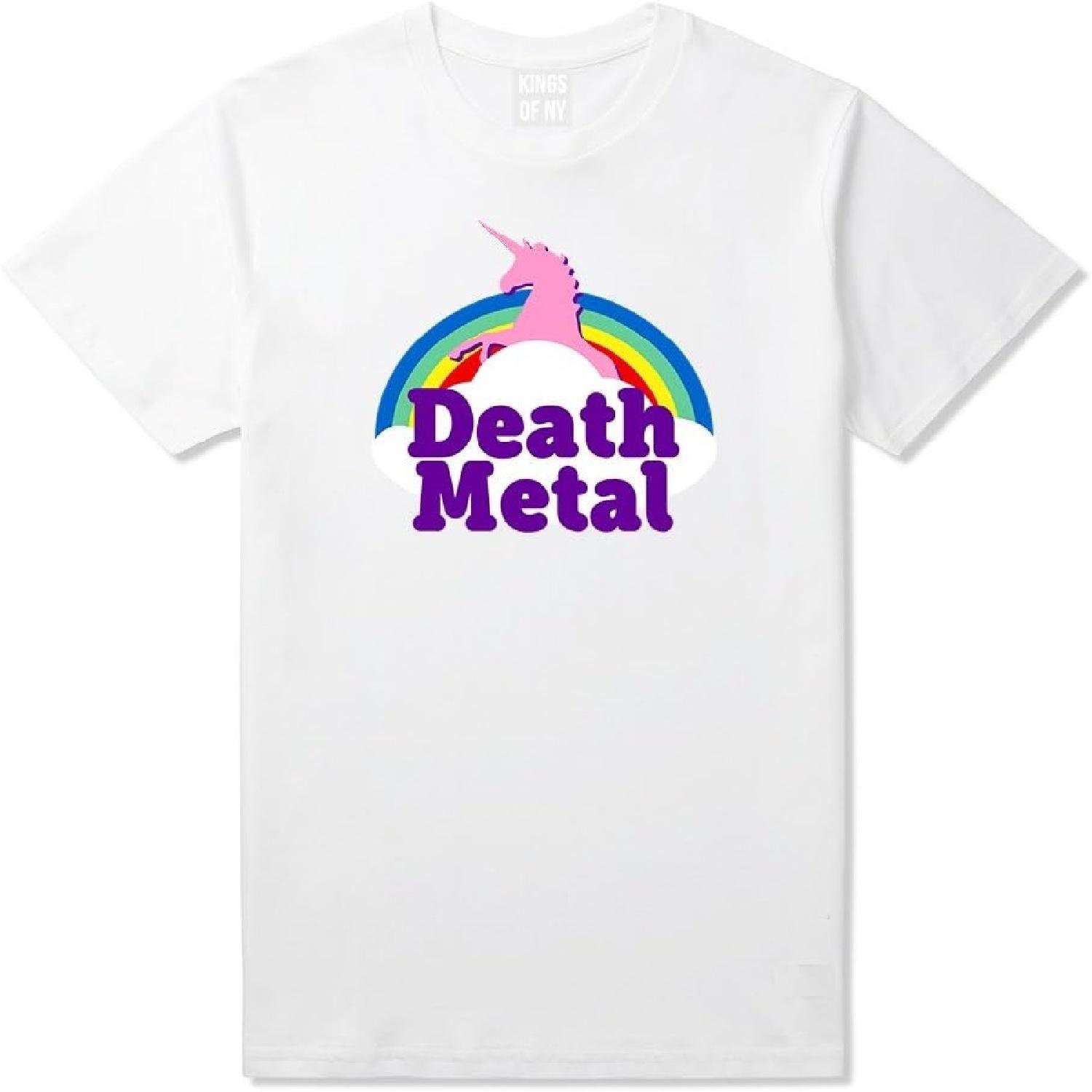 Death Metal Rainbow Unicorn Music Band Tee Funny Mens T-Shirt S