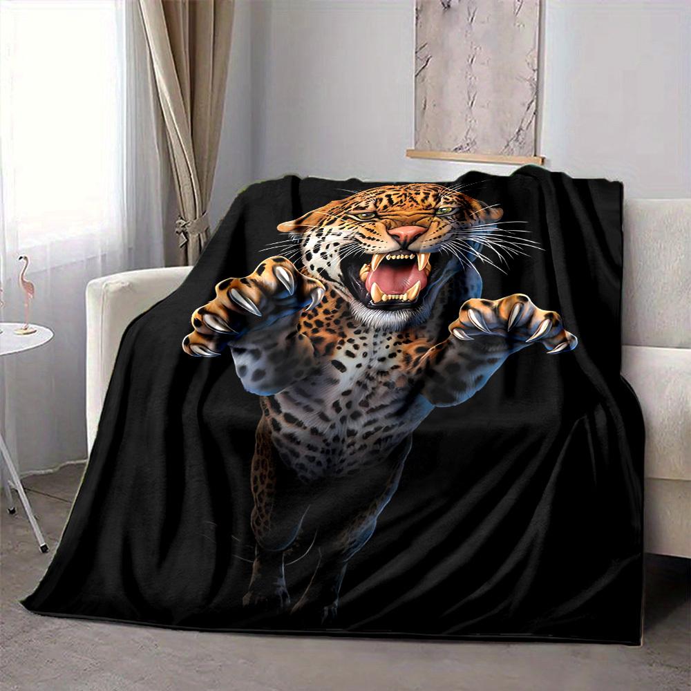 1PC Leopard Print Blanket, Throw For Sofa, Bed, Travel, Camping, Livingroom, And Bed, Printing Blanket With Soft And Warm Fabric Yy250918147