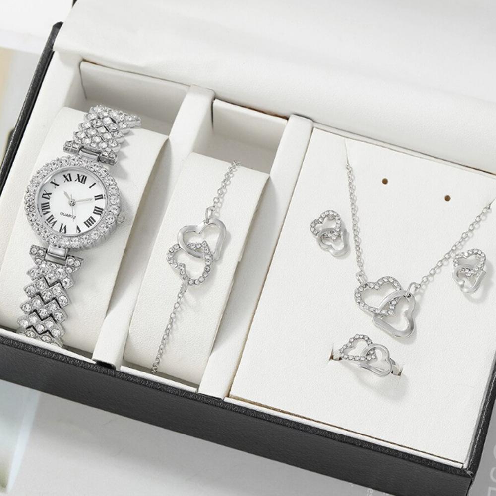 Popular Luxury Set, Bracelet Watch, Diamond-Encrusted Women'S Five-Piece Gift Box, Quartz Watch