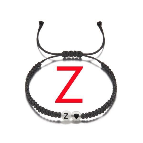 

Luminous Couples A-Z Letters Bracelet For Women Black Rope Charm Friendship Girlfriend Party Grow in the dark Jewelry Gift