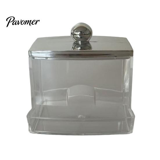 Jewelry Storage Box with Bamboo Lid Dustproof Moisture Resistant Clear Transparent Acrylic Case Container Cotton Swabs Dental Floss Organizer