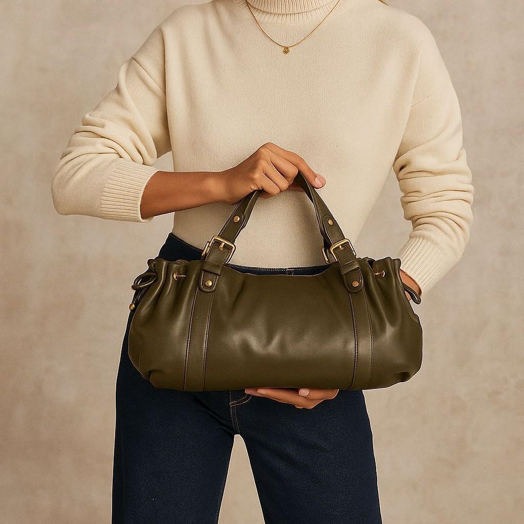 2026 Women's Crossbody Simple Handbag Commuter Shoulder Bost Bag Stylish Versatile Work Bag Soft Polyester Interior