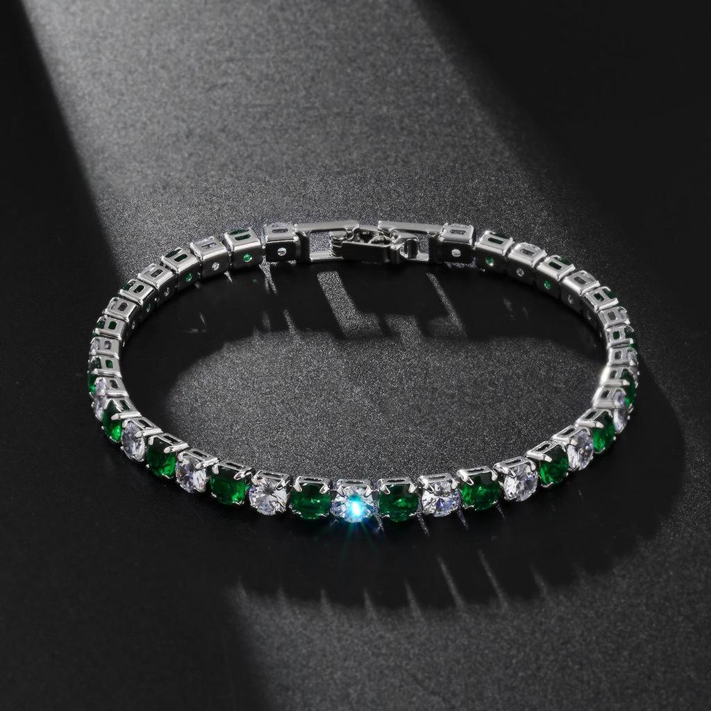 Elegant 4mm White Gold Zircon Tennis Bracelet – Women's Colorful Diamond Chain