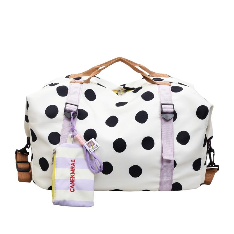 Large Capacity Striped Travel Duffle Bag Sports Gym Weekender
