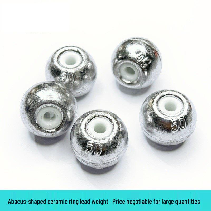 Hollow Lead Sinker with Bead-shaped Ceramic Ring - Wind-resistant Silver Carp Bighead Fishing Tackle Accessories
