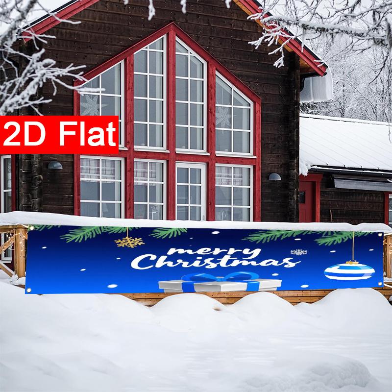 Blue & Silver Christmas Yard Sign, Merry Christmas Design, Polyester Outdoor Garden New Year Party Decoration