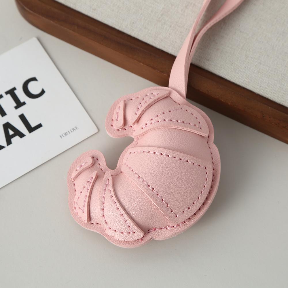 Croissant pendant creative simple bag keychain luggage pendant PU leather leather multi-layer patch pendant