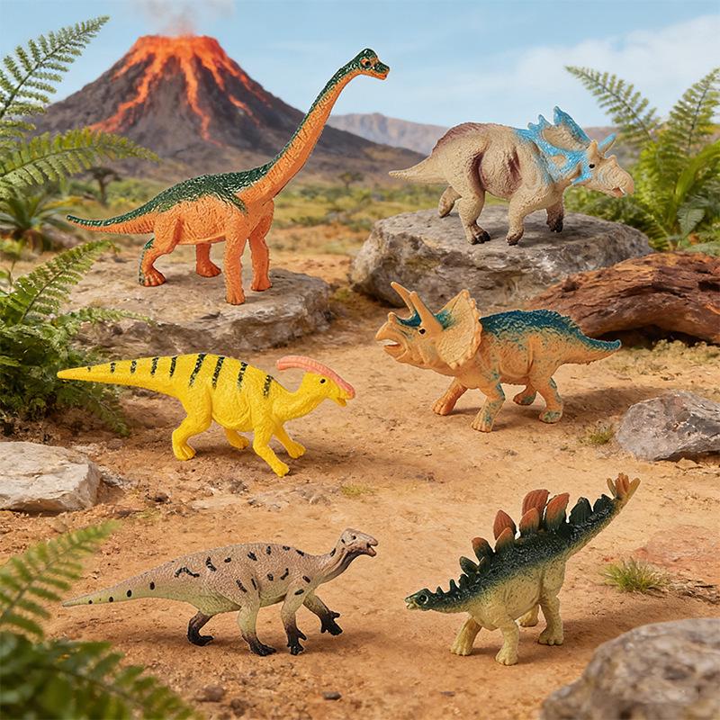 Realistic Mini Dinosaur Toy Set - T. Rex, Velociraptor, Triceratops, Mosasaurus, Ankylosaurus, Pterodactyl