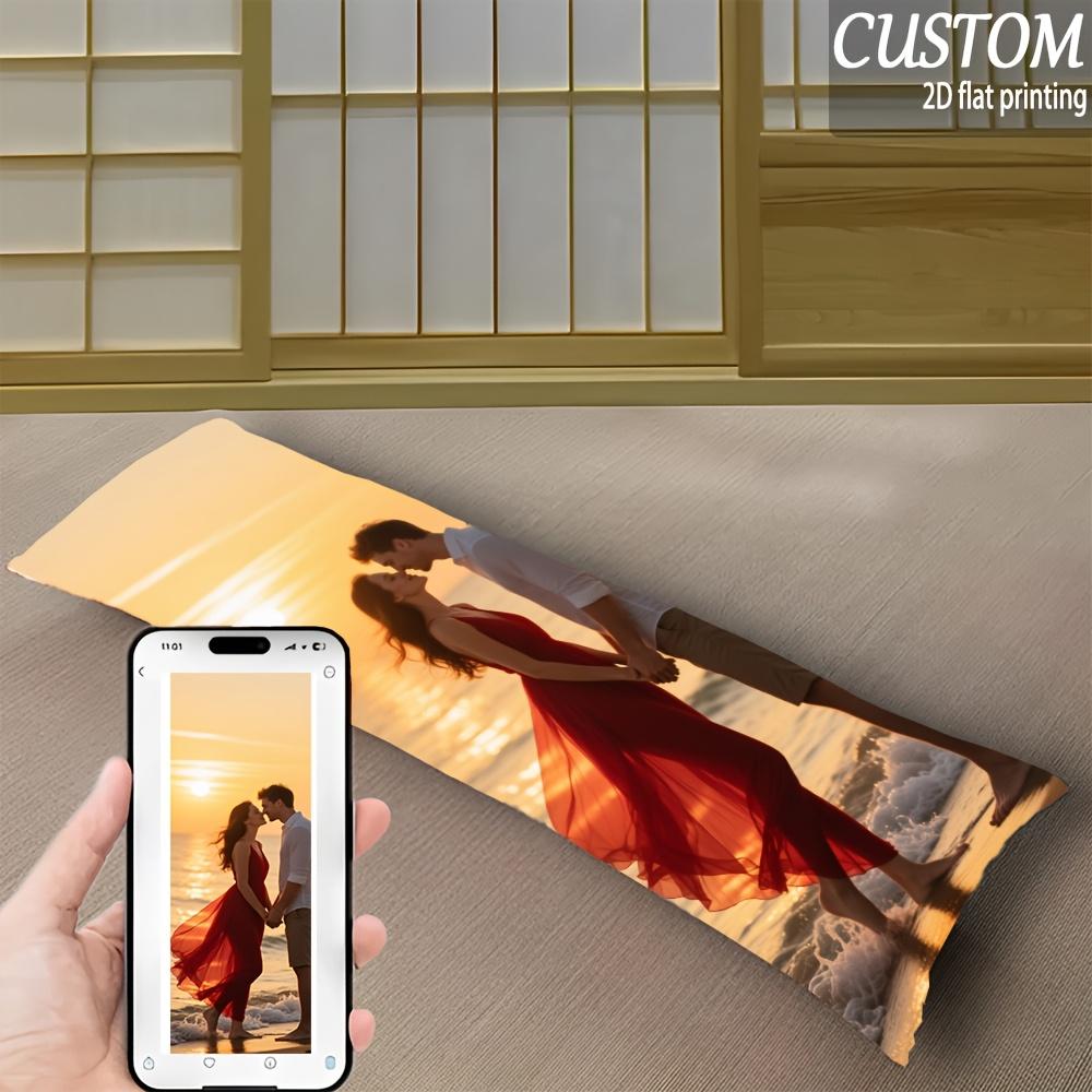 1 Custom Photo and Text Pillowcase _ Soft Polyester, Double-sided Print, Valentine's Day, Birthday, New Year's Gift, Mourning