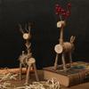 Nordic Handmade Wooden Elk Couple Desk Ornaments