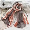 Women's Scarf Autumn and Winter Cotton Striped Warm Scarf New Yarn Dyed Versatile Scarf Thin
